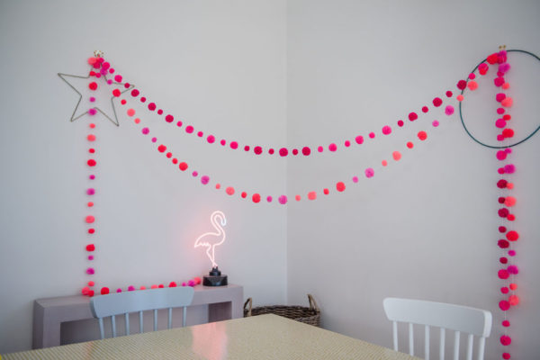 Pom Pom Garland in Flamingo Pinks By PomPom Galore